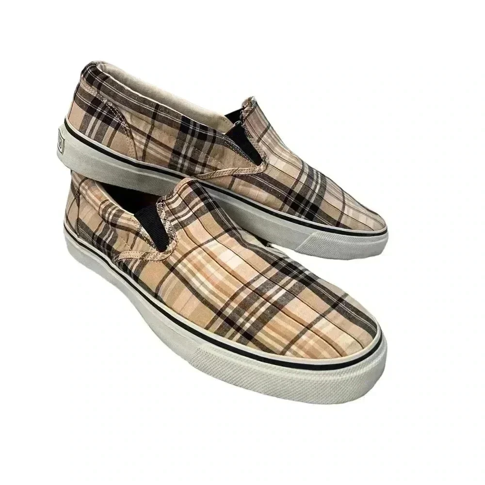Sperry Top-Sider Plaid Slip-On Sneakers Men’s Size 13 Canvas Casual Skater Shoes - Picture 3 of 8